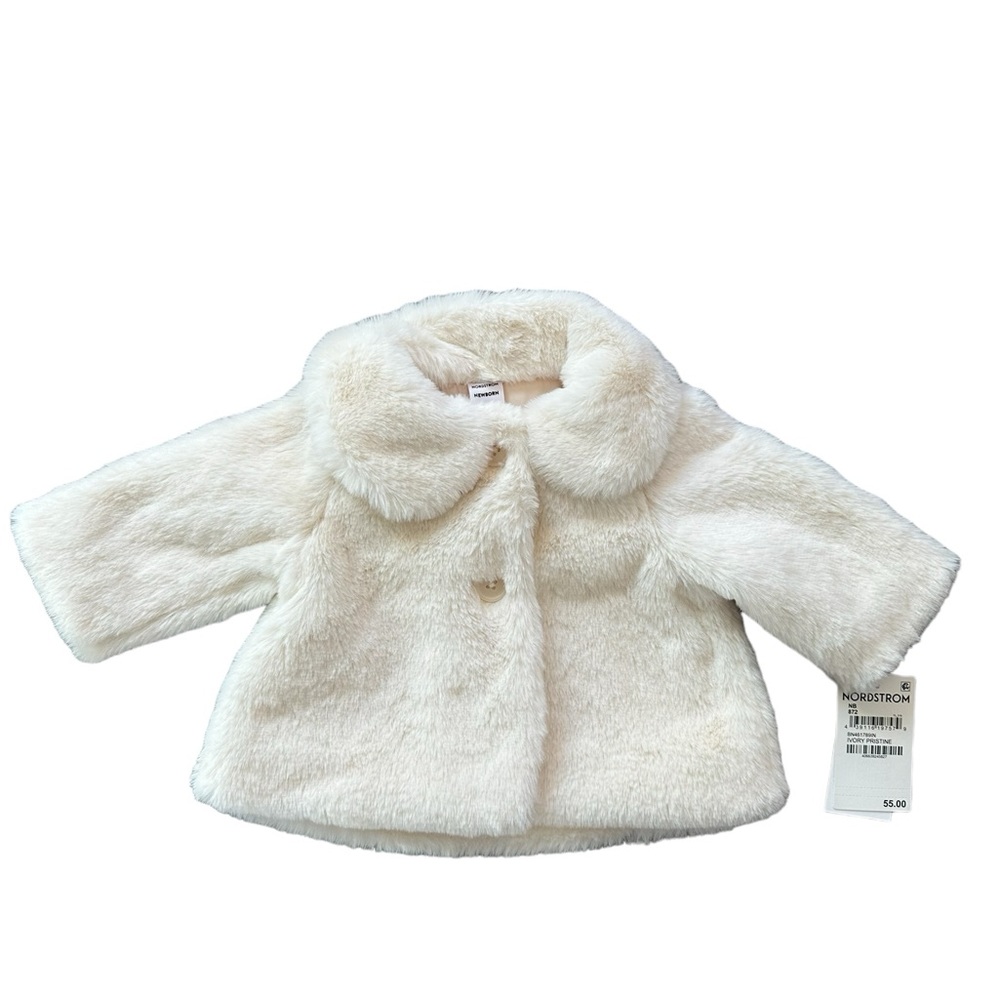 Nordstrom Ivory Pristine Faux Fur Coat